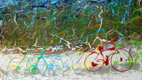 Bicicletas en la playa / Bicycles at the beach -110×170 cm