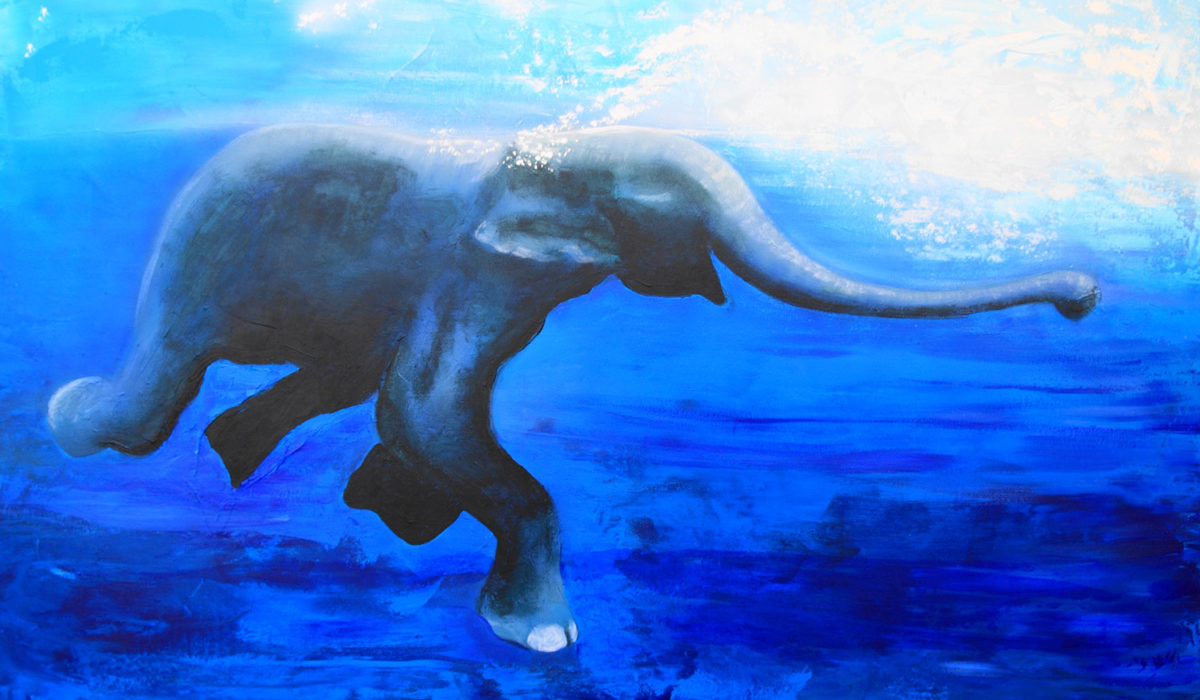 Elefante nadando / Elephant swimming – 2011 – 110×130 cm