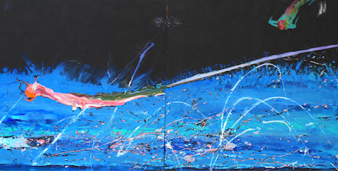 Marea alta Diptico / High tide Diptych – Acrylic on canvas 170×340 cm