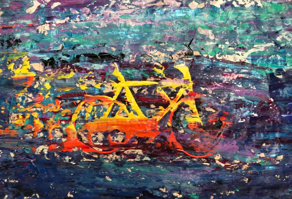 Bicicleta en cámara rápida" "Fast forward bike 84x90 cms