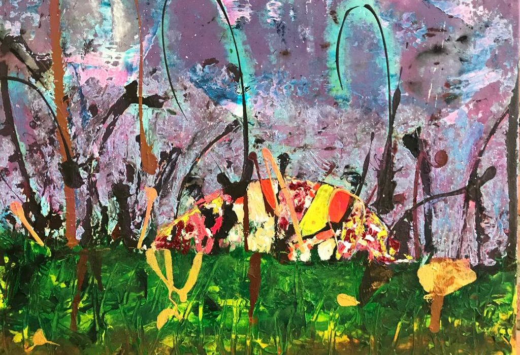 "Jugando a saltar" " Playing to jump" 61x70 cms